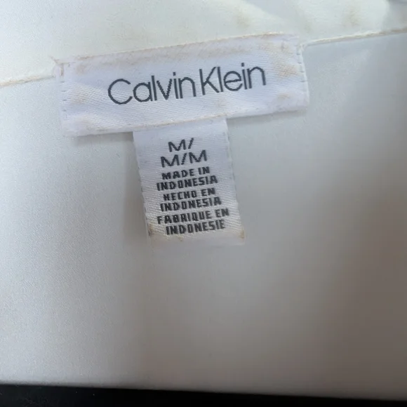 Calvin Klein White and Blue Half Button Down Shirt - Picture 6 of 6